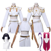 YICKYUE Rumi Zoey Mira Cosplay Costume Wig Women Girls White Leather Suit Halloween Carnival Party Comic-con Role Playing Outfit