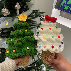 Yickyue Small Christmas Tree Ornaments 2024 Cute Crochet Christmas Tree Home Decoration Christmas Tree with Light Children Gift