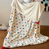 YICKYUE - Cute Plush Blanket Winter Thickened Warm Double-sided Portable Bowknot Blanket Single and Double Car Sofa Blanket Soft Bedding