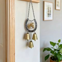 Retro Country Style Horseshoe Wind Chime Home Decor Items Lucky Pony Bell Pendant Room Decoration New Year Atmosphere Decoration