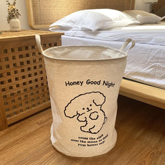 Yickyue Ins Cartoon Cute Bear Laundry Basket Organizer Cotton Linen Waterproof Home Bedroom Large Laundry Bags For Dirty Clothes Hamper