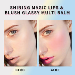 YICKYUE - Shiny Magic Lip Cheek Glass Dual-Use Rouge Balm Lasting Natural Blush Lipstick Color Change Pink Lip Gloss Mud Makeup Cosmetics