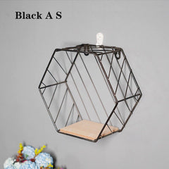 Home Decoration Rack Storage Rack Wall-Mounted Nordic Style Hexagon Storage Bookshelf Vase Shelf Room Office Metal Decoration