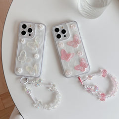YICKYUE - 3D Butterfly Bracelet Phone Case For iPhone 16 15 14 13 12 11 Pro X XR XS Max 7 8 plus Soft TPU Shockproof Back Cover