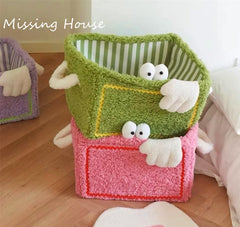 YICKYUE - Cute Big Eyes Little Monster Toys Snacks Sorting Storage Basket Storage Items Cute Stripes
