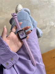 Canvas Leather Loop For Apple Watch Band 45mm 44mm 41mm 40mm Woman Leather WatchBand Bracelet iwatch Series 7 6 5 se Slim Strap