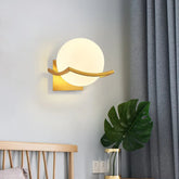 YICKYUE - Post Modern Moon Wall Lamp Glass Shade White Black Gold Bedroom Decoration for Home Interior Sconce Led Night Lights Fixtures