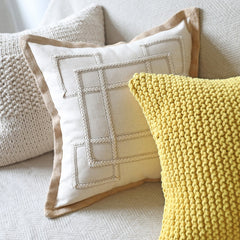 Yickyue Cotton Embroidery Decorative Throw Pillow Cover Pillowcase for Home Couch Bedroom Geometric Flower Pattern Cushion Covers TJ7170