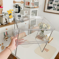 Nordic Acrylic Transparent Foldable Storage Shelf Foldable Jewelry Cosmetics Bathroom Shelf Stackable Home Cup Organizer Shelf