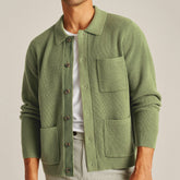 Hearujoy Multi Pocket High-density Knitted Shirt For Men Casual Solid Color Long Sleeve Knit Jackets Autumn Fashion Vintage Sweaters