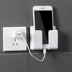 Wall Mounted Organizer Storage Box Remote Control Mounted Mobile Phone Plug Wall Holder Charging Multifunction Holder Stand