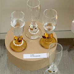 YICKYUE - Duck Pearl Necklace Glass, Goblet Mug, Champagne, Cocktail, Transparent Wine Cup, Barware Table Decor, Borosilicate Glass Cute