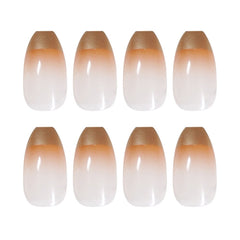 Press On Nails Coffee Orange Gradient French Nail Finished Fake Nail Nail Patch Nail Patch Waterproof Detachable Nail Patch TN