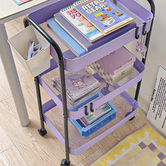 YICKYUE - 3 Layer Contrast Color Trolley Storage Shelf Multi-layer Movable Trolley Cosmetics Snack Storage Rack Bathroom Mobile Shelf Home