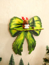 YICKYUE - Wooden Christmas Floating Wall Shelf Green Bow Shaped Wall Shelves Decors Aesthetic for Christmas Decor Ornaments and Gifts