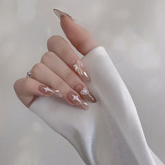 Artificial False Nails rhinestones Charm Removable Long Paragraph Manicure fake nail tips full cover acrylic for girls nail
