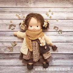 New Full Set 26cm Girl Plush Doll Waldorf Handmade Soft Stuffed Doll Girl With Golden Curly Hair Best Gift For Kid Bjd