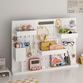 YICKYUE A Set Of Drilling-free Nail Board Storage Set (including Accessories) Multifunctional Desktop Organizer, Suitable for Dormitory, Office Storage, Easy to Install High-Quality PVC Wood-plastic Board, Practical Shelf, Loc