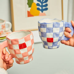 Korean Ins Style Hand Made Irregular Mug Hand Painted Flowers Ceramic Mug Breakfast Cup Coffee Cup Cute Tea Cups