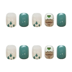 24pcs/box fake nails with deisgn ice cream artificial nails with glue summer style press on nails detachable nail accesoires