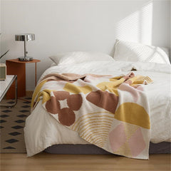 YICKYUE - Nordic Ins Style Half Side Velvet Bedroom Knitted Geometric Pattern Blanket Modern Simple Multifunctional Sofa Cover Blanket