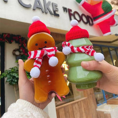 Cute Gingerbread Man Drinking Cup Kitchen Milk Tea Water Botter Portable Shaker Drink Bottle Home Couple Christmas Bottle Gifts