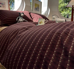 YICKYUE - Vintage Claret Flower Bedding Set,twin Full Queen King Retro French Floral Cotton Home Textile Bed Sheet Pillow Case Quilt Cover