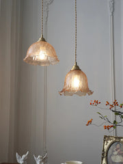 YICKYUE - Japanese Cracked Glass Pendant Lights Hanging Lamp Vintage Brass for Bar Dining Table Bedside Bedroom Small Chandelier