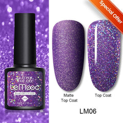 LEMOOC Thermal Nail Polish Gel Shiny Sequins Effect Color Change Varnishes Bling Glitter Soak Off Temperature Color Changing Gel