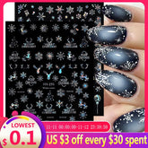 Sliver Bronzing 3D Christmas Nail Art Decoration Sticker Sparkly White Colorful Glitter Geometry Snowflake Winter Slider Foil