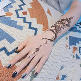 Waterproof Temporary Tattoo Sticker Exotic Crescent Rune Design Body Art Fake Tattoo Flash Tattoo Back of Hand Female