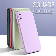 Official Square Silicone Shockproof Soft Phone Case For iPhone 11 12 13 Pro Max Mini X XS XR 7 8 Plus SE 2 Candy Back Cover