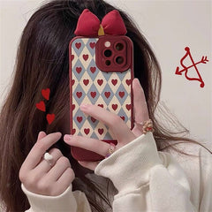 lovely bow tie loveheart phone case for iphone 13 pro max 12 mini 11 shockproof cover for iphone 7 plus 8 xr xs max x 6s 6 se 2