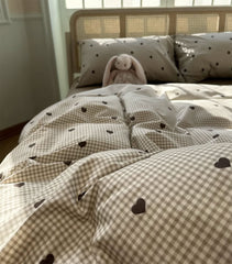 YICKYUE - Classic simple design heart plaid bedding set teen,twin full queen king cotton home textile bed sheet pillow case quilt cover