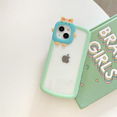 Lovely Cartoon Transparent Phone Case For iPhone 12 11 13 Pro Max XR XS Max X Cute Camera Protection Clear TPU Soft Bumper Cover