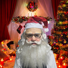 Christmas Silicone Headgear Old Man Performance Props My Old Man Christmas Holiday Funny Mask Super Soft Santa Adult Cosplay