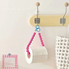 YICKYUE - Pink Hanging Beaded Tissue Holder Toilet Paper Holder Phone Chain Multifunctional Decoration Paper Storage Box Home Accessories