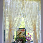 YICKYUE - Cream Color Flower Embroidery Tulle Ruffles Sheer Curtain for Window, Door, Kitchen, Cafe, Short Valance, Wedding Decor