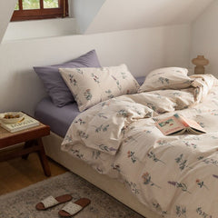 Korean Ins Small Floral Cotton Bed Four-Piece Set Pure Cotton Bed Sheet Duvet Cover Fitted Sheet Single Dormitory 3-Piece Set