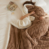 Yickyue Winter Double Layer Thick Blanket Soft Warm Sherpa Wool Blankets Geometric Plaid Taff Cashmere lamb Throw Blankets Girls Gift