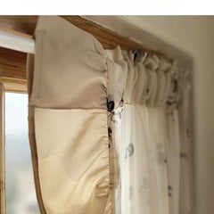 YICKYUE - Pastoral Cream White Rose Tulle Curtains Window Decor Embroideried Flounced Window Curtain Home Hotel Cafe Decoration 2pcs/lot