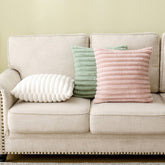 Yickyue 2-piece Set Double-sided Plush Cushion Cover Pure Color Soft Comfortable Pillow Case Pink White Decorative Pillow Cover for Sofa