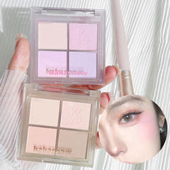 Yickyue 4 IN 1 Peach Cream Girl Blush Long-Lasting Blusher Palette Nude Apricot Pigment Cheek Contour Brighten Korean Cosmetics Tools