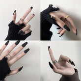 24Pcs ABS Matte Red Black White False nails with Nail extension Fingernails fake nail supplies for professionals nail salon