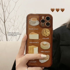 Dessert Sweet coffee cake biscuit food soft silicone phone case for iphone 13 mini 11 12 promax xsmax xr x 7 8 plus se capa