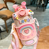 Yickyue Cute Children's Insurance Cup Drinking Water Cup Children INS Wind Crossbody Water Bottle Tube Water Cup Portable Anti -fall