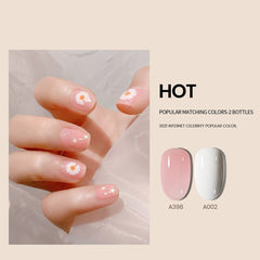 MAYCHAO 7.3ml Transparent Jelly Gel Nail Polish Pink Gel Semi Permanent Polish Top Coat Soak Off UV Gel Art Nail Varnish