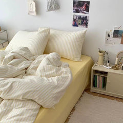YICKYUE - Coastal Stripes Bedding Set - Yellow