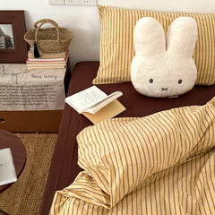 Vintage Sle Waed Cotton Bedding Set Soft Striped Quilt Cover Student Dormi Tee Piece Bed Canopy Four Piece Bedding Set