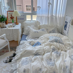 Yickyue Secret Garden French Retro Embroidery All Cotton Washed Cotton Four-Piece Cotton Quilt Cover Bed Sheet Bed